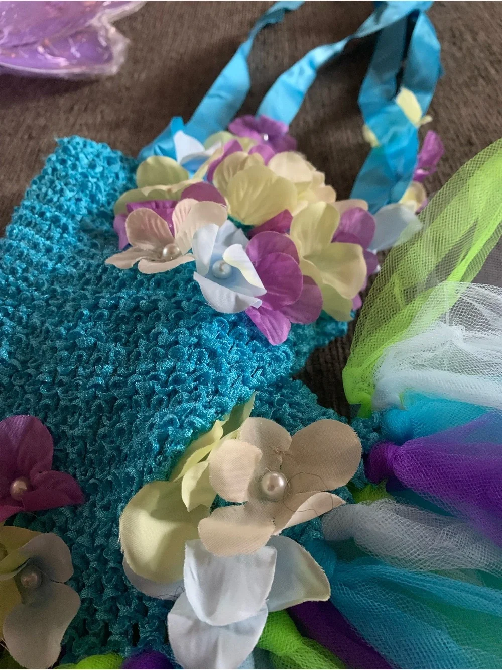 Girls Blue & Green Fairy Tutu Costume w/ wings.